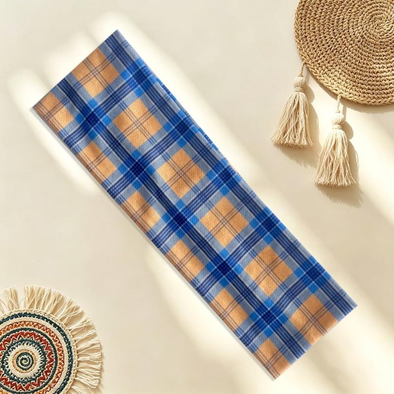 Retro Colored Checkered Pattern Headband Fashion Women Y2K Hair Accessories Cute Sweet Dating Hair Band Elastic Sports Headband