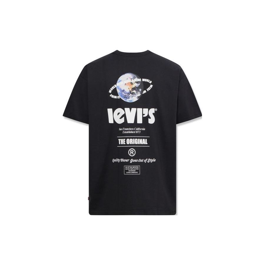 Levis Logo Graphic Loose Comfortable Crew Neck Short Sleeve T-Shirt Men T-Shirts Black 87373-0048