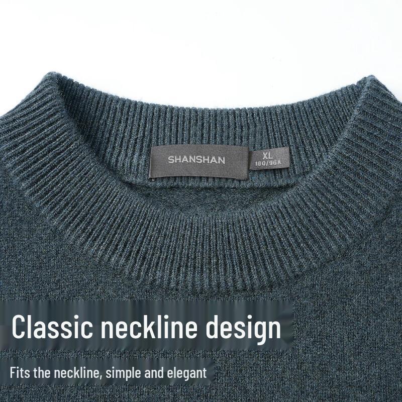 SHANSHAN Men's Merino Wool Cashmere Blend Round Neck Sweater