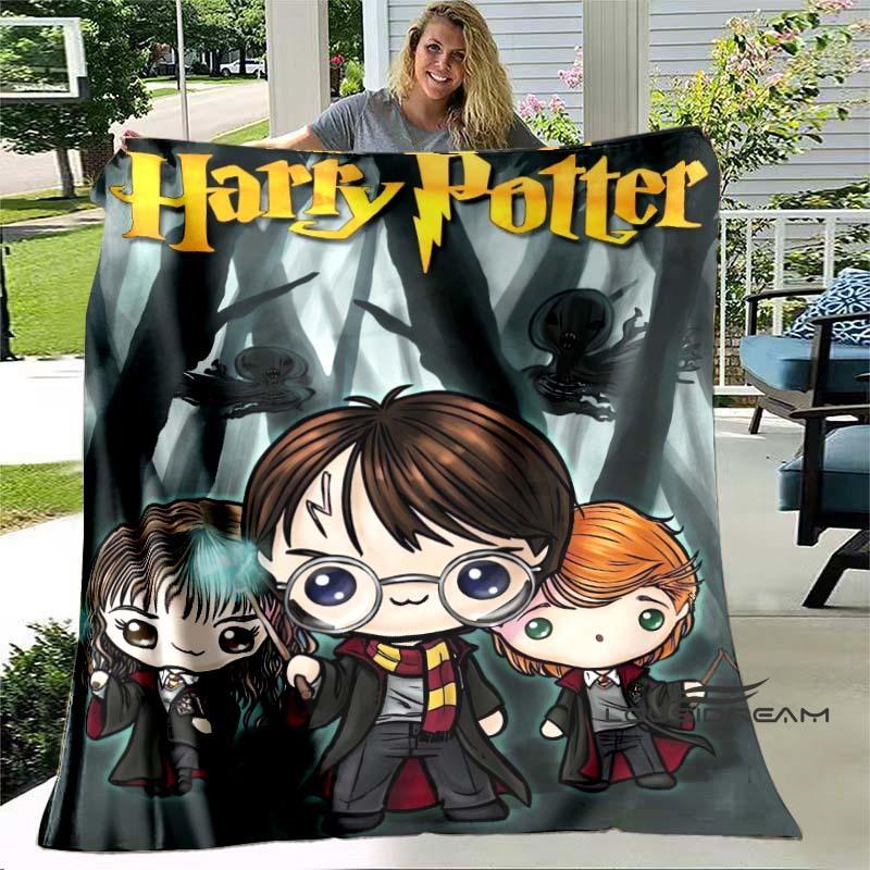 Cute & Kawaii-Style 3D Printed Blanket — Harry Potter Theme: Warm and Cozy Flannel Throw. Perfect for Bedrooms, Sofas, Beds, Sea