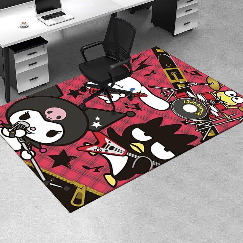1pc Sanrio Kuromi Mermaid Printed Office Carpet Rectangle Rug Under The Table,Perfect Room Decor for Living Room, Bedroom, Kitchen, Non-slip Floor Mat