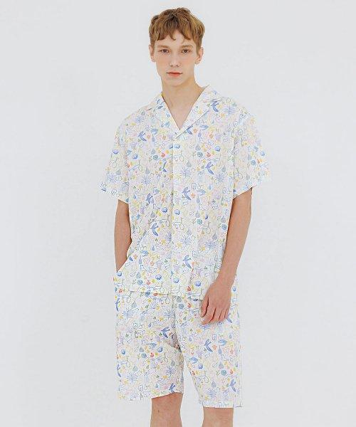 [Sunday Lounge] Men's Dream Drawing Pajama Short Set SMKFAST0041 [Shipped from Korea] 100% Authentic