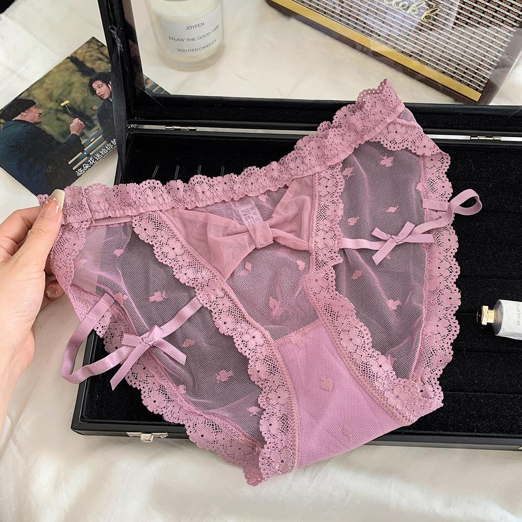 Ladies Summer Thin New Style Pure Sexy Lace Pure Cotton Crotch Low Waist Triangle Briefs