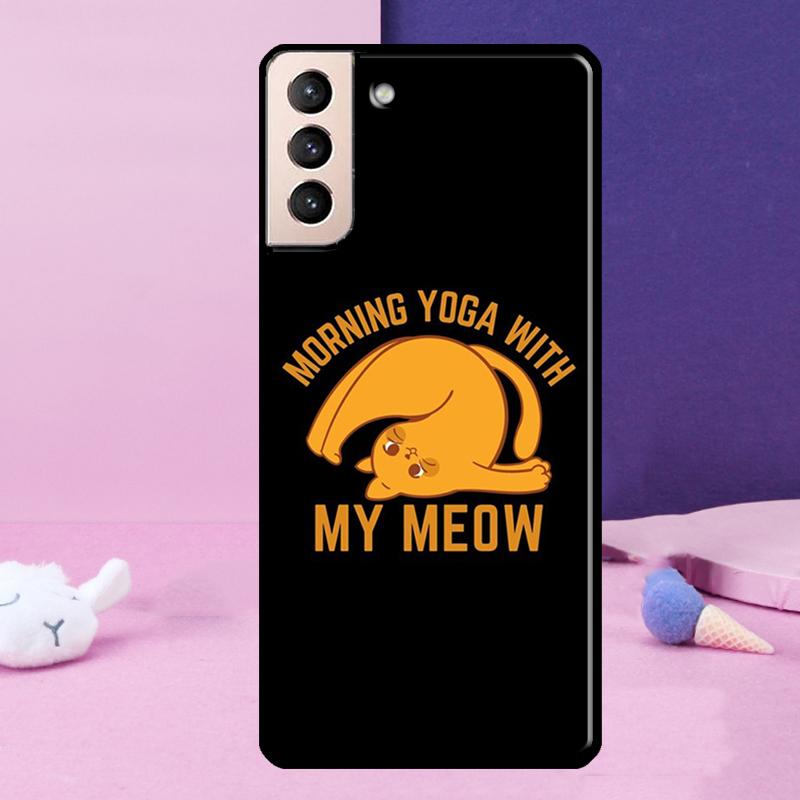 Funny yoga cat Phone Case For Samsung Galaxy S25 Ultra S24 S23 Ultra S9 S10 S20 S21 S22 Plus S24 FE Cover