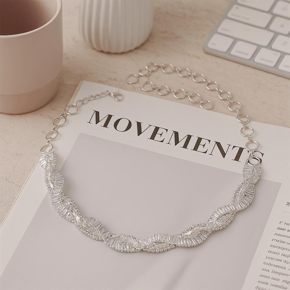 Multi-Row Geometric Crystal Choker Necklaces Luxury Trendy Weave Necklaces Fashion Accessories