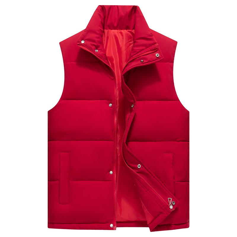 Мужской хлопковый жилет без рукавов с воротником-стойкой и модным принтом L красный