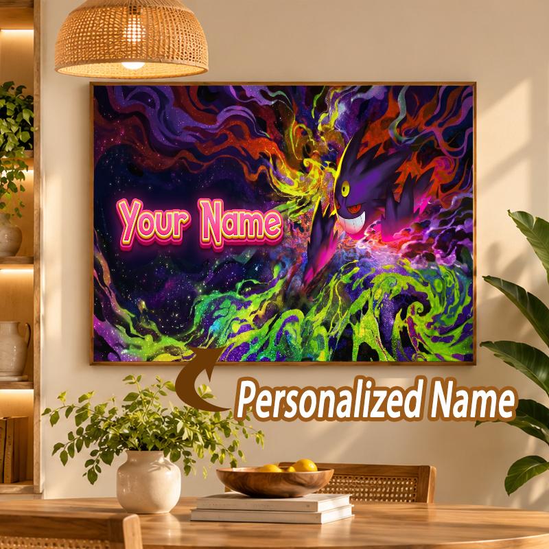 Gengar Custom Name Diamond Painting Personalized 5D Full Drill DIY Diamond Art Home Decor