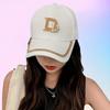 Letter D Rhinestone Baseball Cap, 100% Polyester, Adjustable Toggle Closure, Sun Protection, Casual Novelty Themed Cap