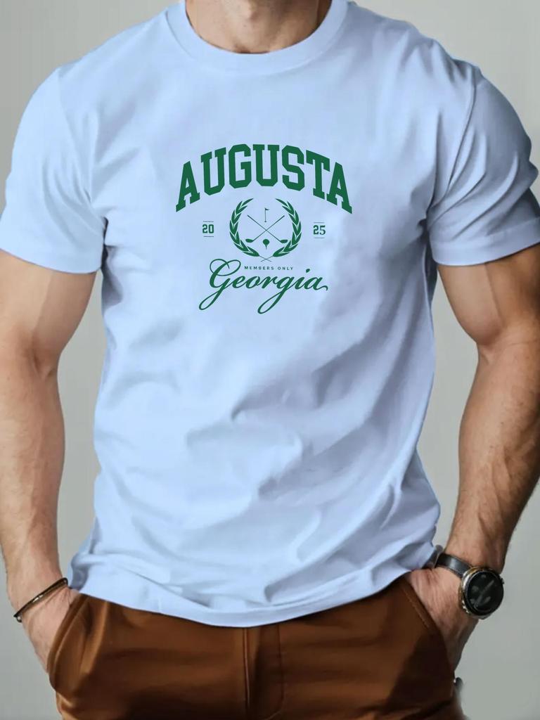 Mens Cotton TShirt Augusta Golf Summer Round Neck Short Sleeve Graphic Breathable Fashion Casual TShirt
