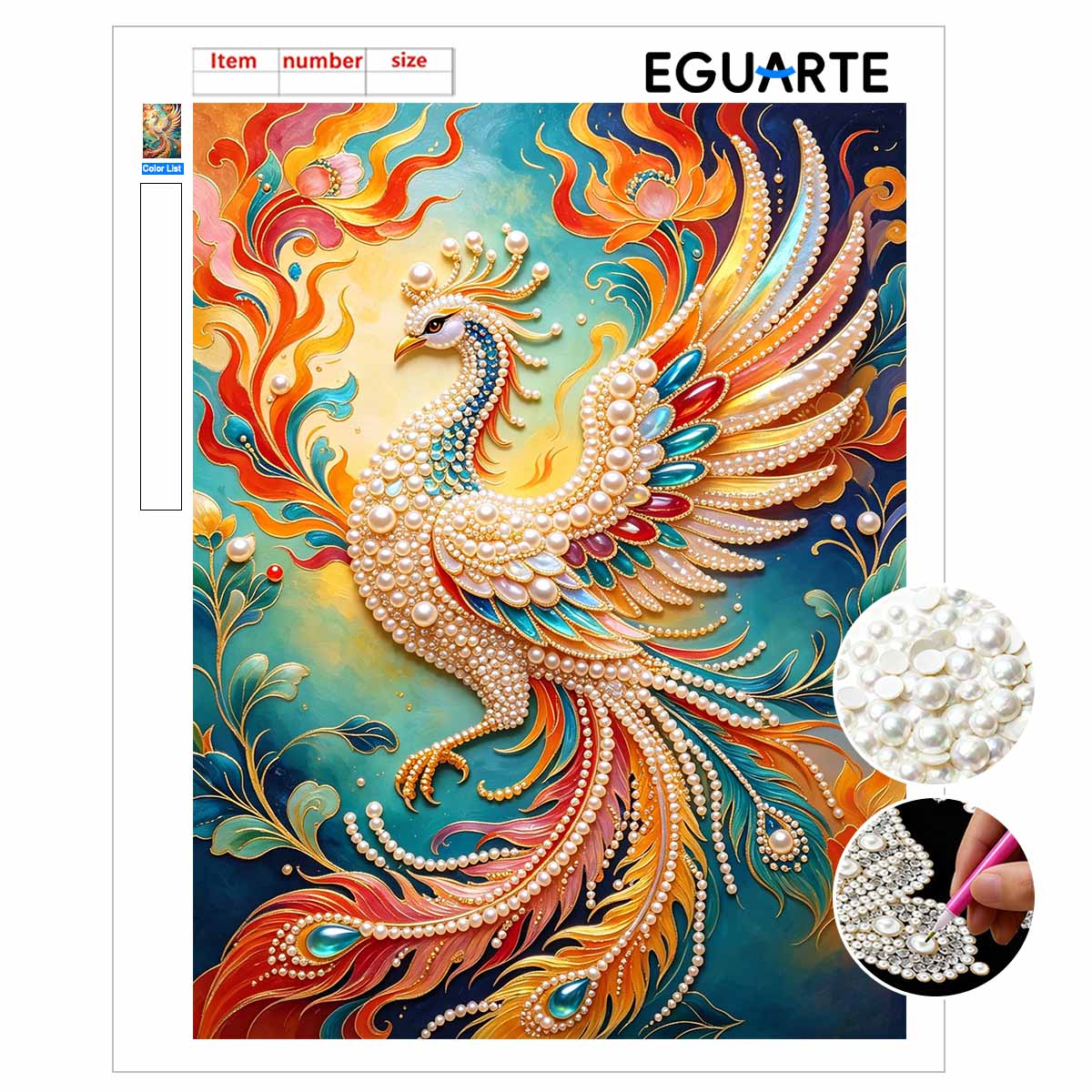 DIY Perlen Edelsteine Bunter Phönix Glänzende Perlen Bastelkunst Haus Wandornament Einfach Ohne Rahmen Raumdekoration Kunst Modern Elegant Lebendig Wanddekoration 30x40 multi
