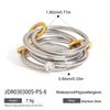 Trendy Vintage Geometric Three Layered Stainless Steel Ring Woman 18K Gold Plated Cubic Zircon Fashion Stackable Rings