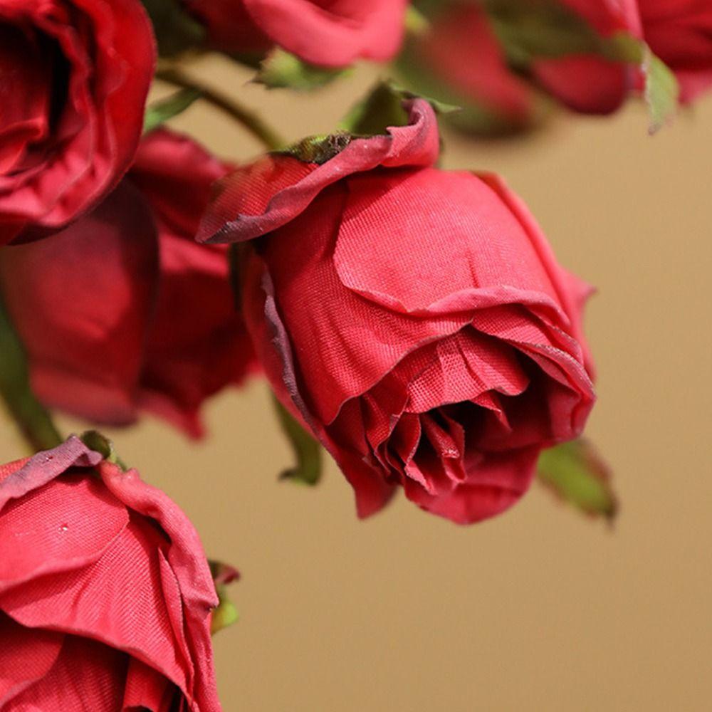 7 Heads Burnt Edge Flower Lifelike Flowers Greenery Leaves Bridal Bouquets  Home Decoration