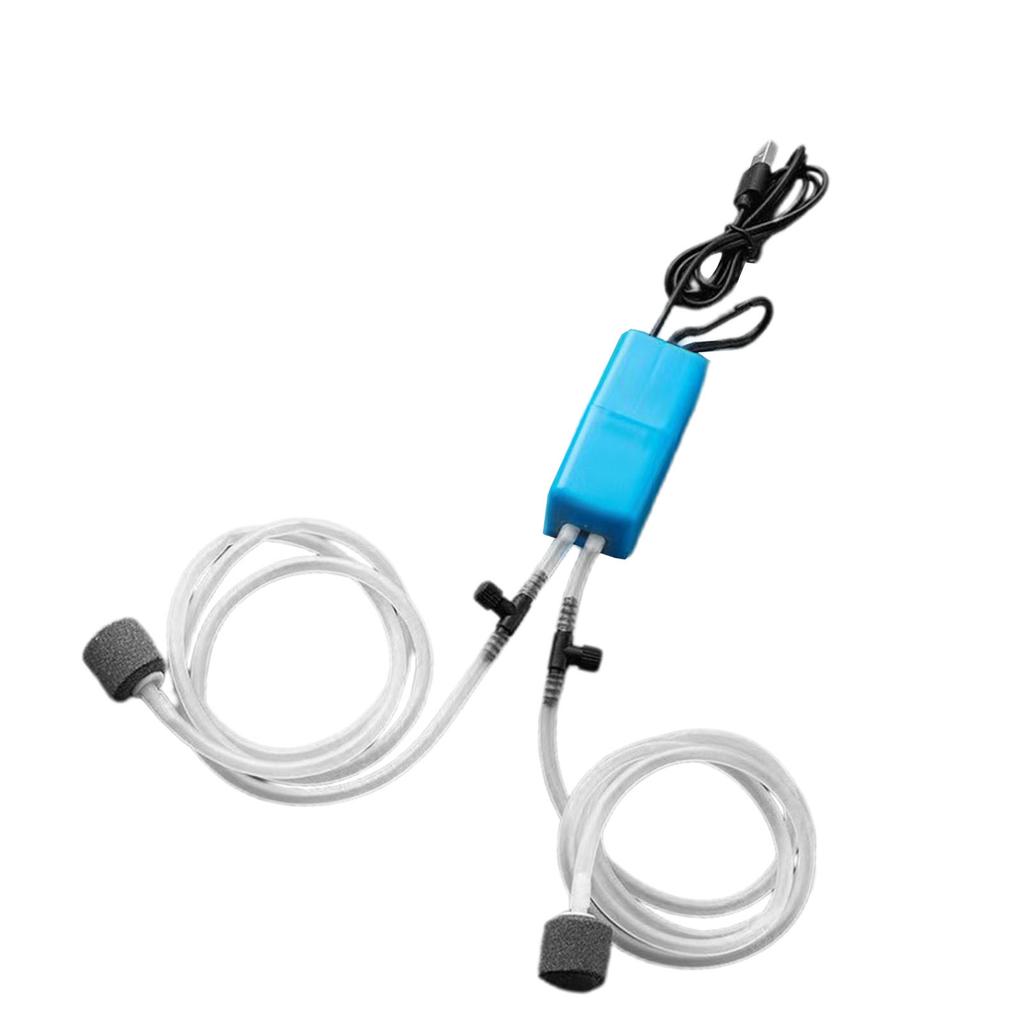 Pompa Ossigeno USB per Pesci Portatile Silenziosa Doppia Uscita Pompa Ossigeno per Pesca Acquario Domestico