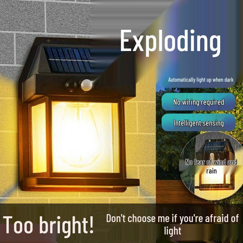 Wasserdichte Outdoor-Wandleuchte mit hoher Leistung, solarbetrieben, für Eingangsbereich und Innenhof