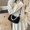 Underarm Bag Women's New Fashion Solid Color Pearl Versatile Shoulder Messenger Bag