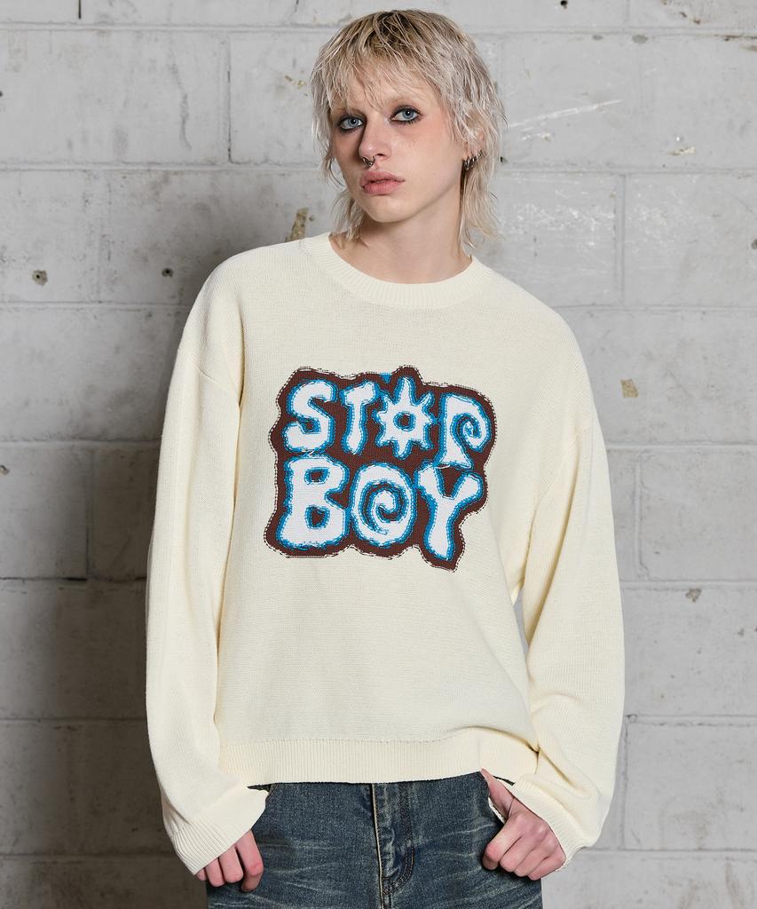 HOODHOOD Star Boy Flocked Knit Ivory