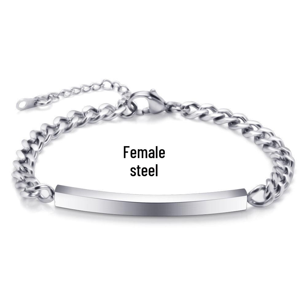 Engravable Titanium Steel Couples Bracelet – Sleek Long Strip Design for Men and Women