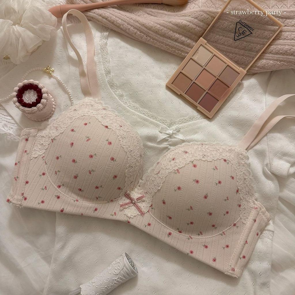 Girls Cute Bras Push Up Underwear Lace Dot Wireless Lingerie Backless Adjustable Women's Bras