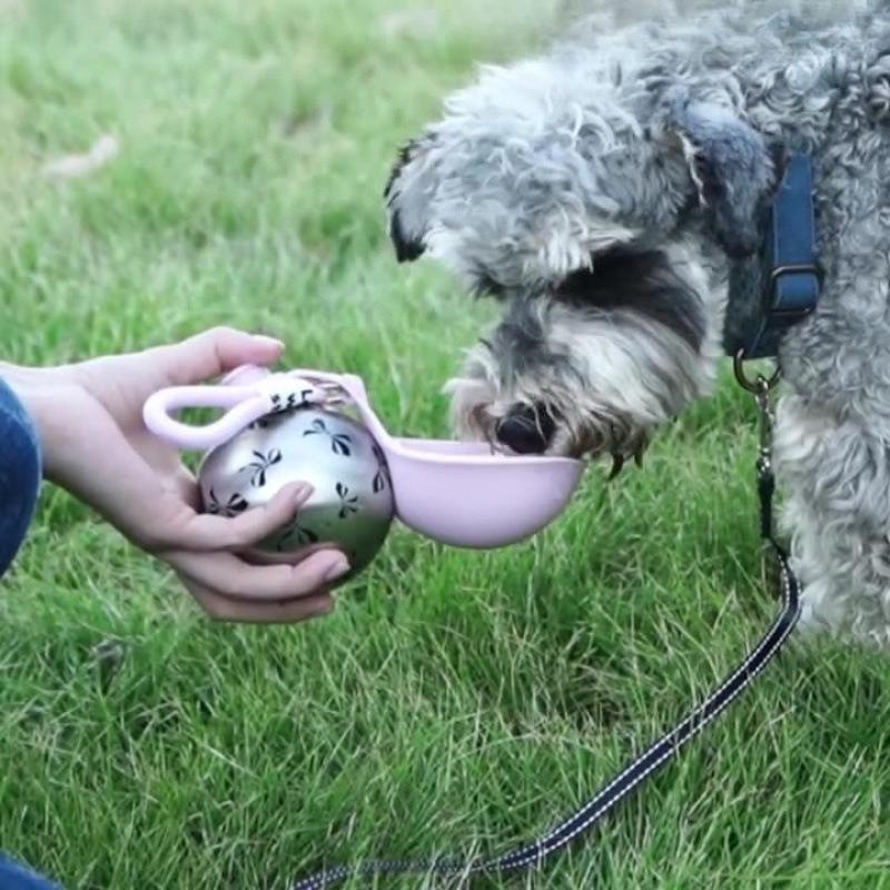 285ML Stainless Steel Small Dog Water Bottle Portable Puppy Travel Drinking Dispenser with Built In Bowl for Pets Outdoor