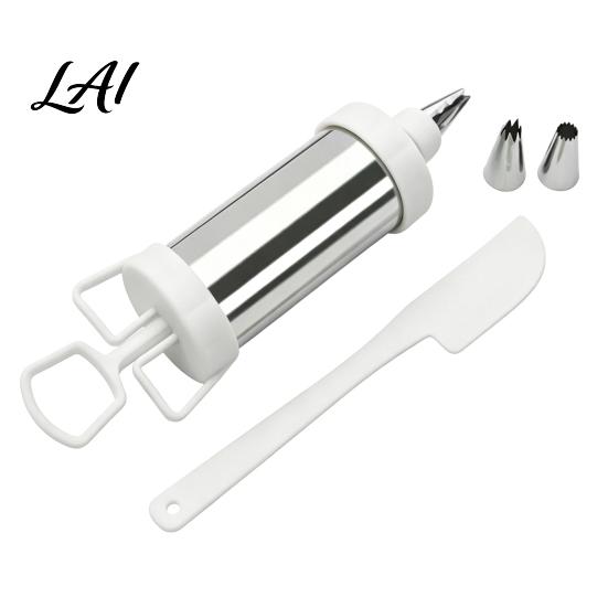 Handheld Frosting Applicator Stainless Steel Cake Icing Dispenser Set Reusable Baking Tools with Scraper And Detachable Replaceable Nozzles,