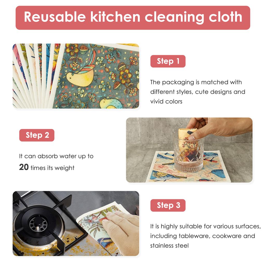 12Pcs Kitchen Dish Towels Absorbent Swedish Dishcloths Reusable Dishcloths Washable Kitchen Dish Rags for Washing Dishes