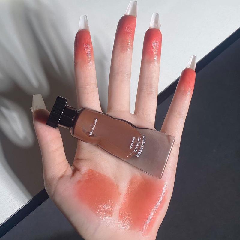 

PinkyFocus Стойкий темный зеркальный блеск для губ - Прозрачный, не скатывается, эффект кубика льда, мусс для губ