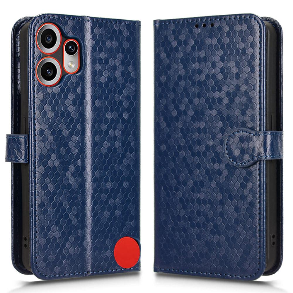 

For Nothing CMF Phone 2 Pro Wallet Case Dot Pattern Imprint PU Leather Phone Cover Dark Blue