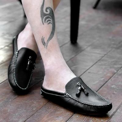 Pánské boty Muller z pravé kůže Poloviční pantofle Slip on Flat Shoes