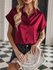 Camisa de mujer de primavera y otoño, blusa de manga corta de satén de Color sólido, camisa con hombros descubiertos