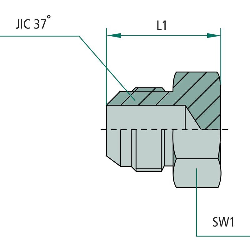 Plug Connection Threaded Connector EV 1/2 - JIC 20 450 81528356 GRANITE