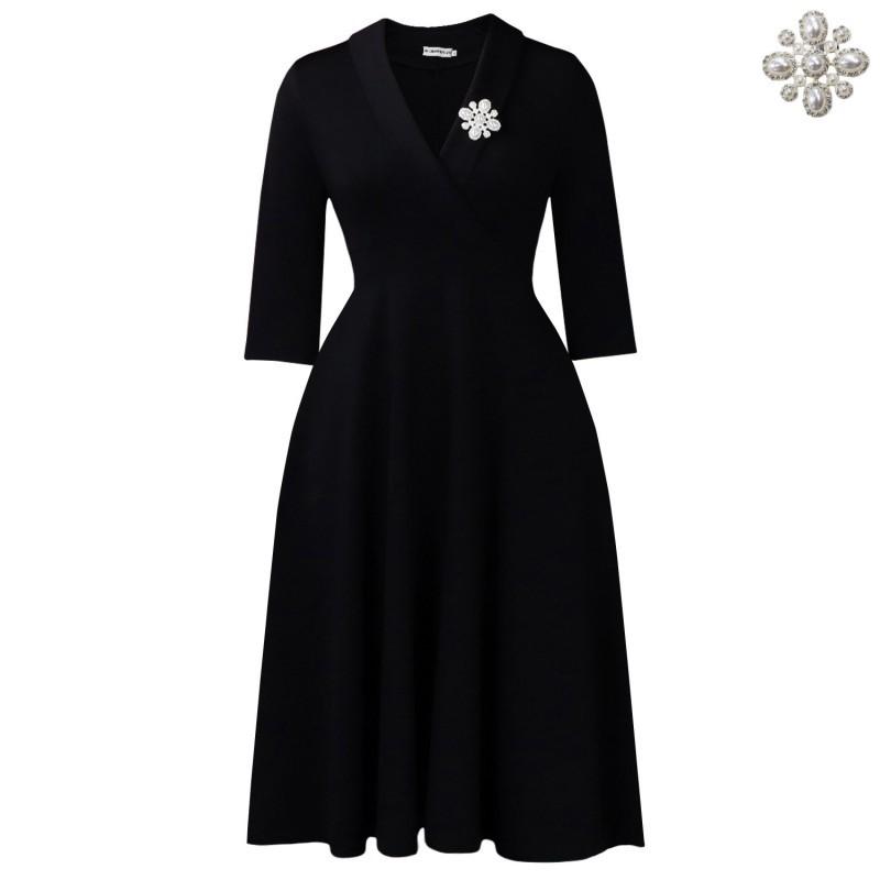 

European American Women s Clothing Is Fashionable Elegant Pure Color Lapel High Waist Large Swing African Dress S