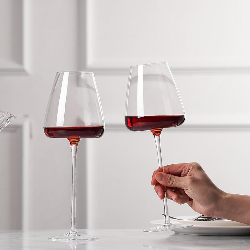 Collection Level Handmade Red Wine Glass Ultra-Thin Crystal Burgundy Bordeaux Goblet Art Big Belly Tasting Cup