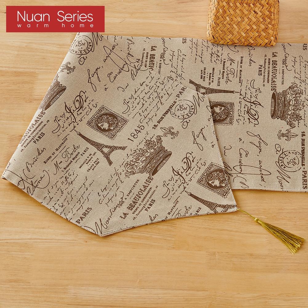 1 Stück Nuan Serie Instagram Stil Vintage Französisch Eiffelturm Gedruckt Strapazierfähiger Tischläufer für Esstisch Dekorativ für Heimtisch Heimdekor