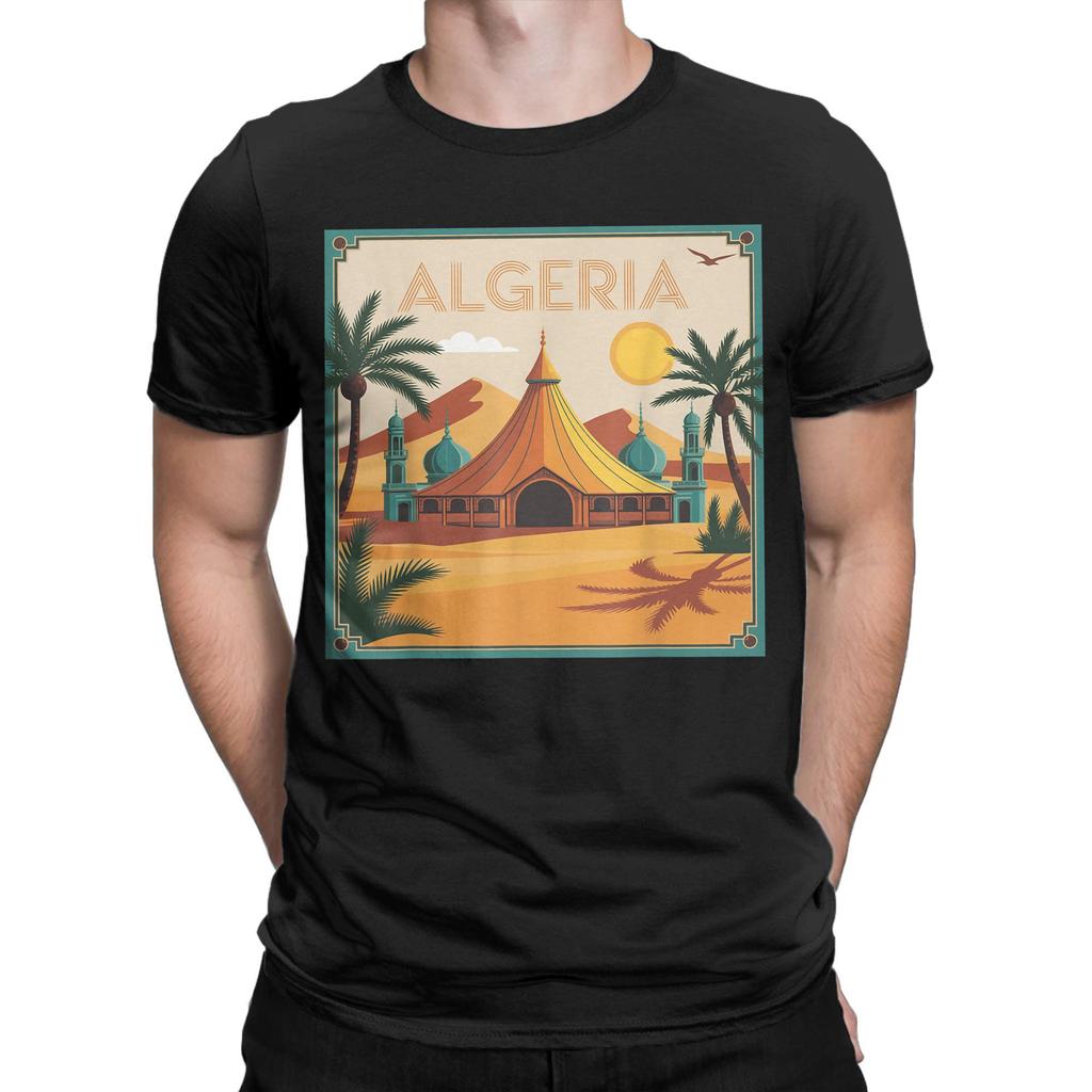 Algeria My Country Men's T Shirts DZ Africa Arab Humor Tee Shirt Short Sleeve Round Collar T-Shirt Pure Cotton 4XL 5XL Clothes