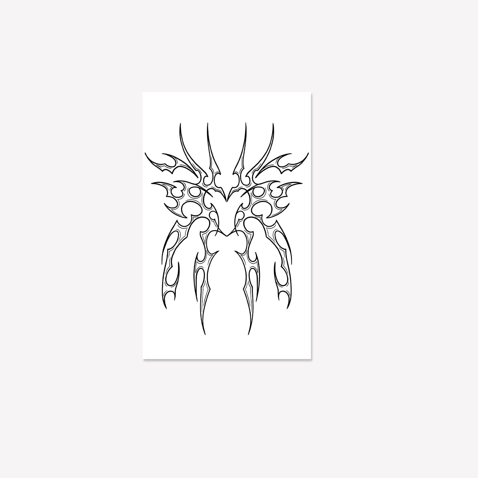 Herbal Juice Semi-Permanent Personality Simple Love Butterfly Thorns Lasting Waterproof Tattoo Sticker 12*19