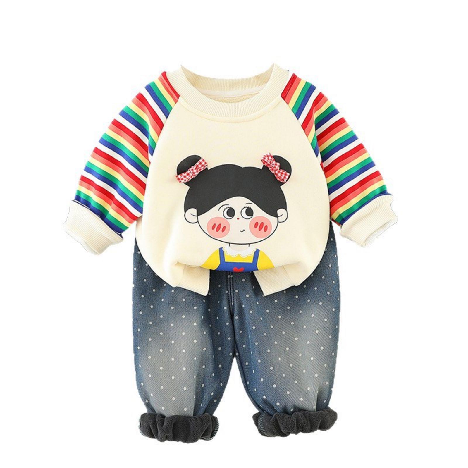 

Детский повседневный комплект с длинным рукавом, удобные наряды для повседневной носки 120 белый