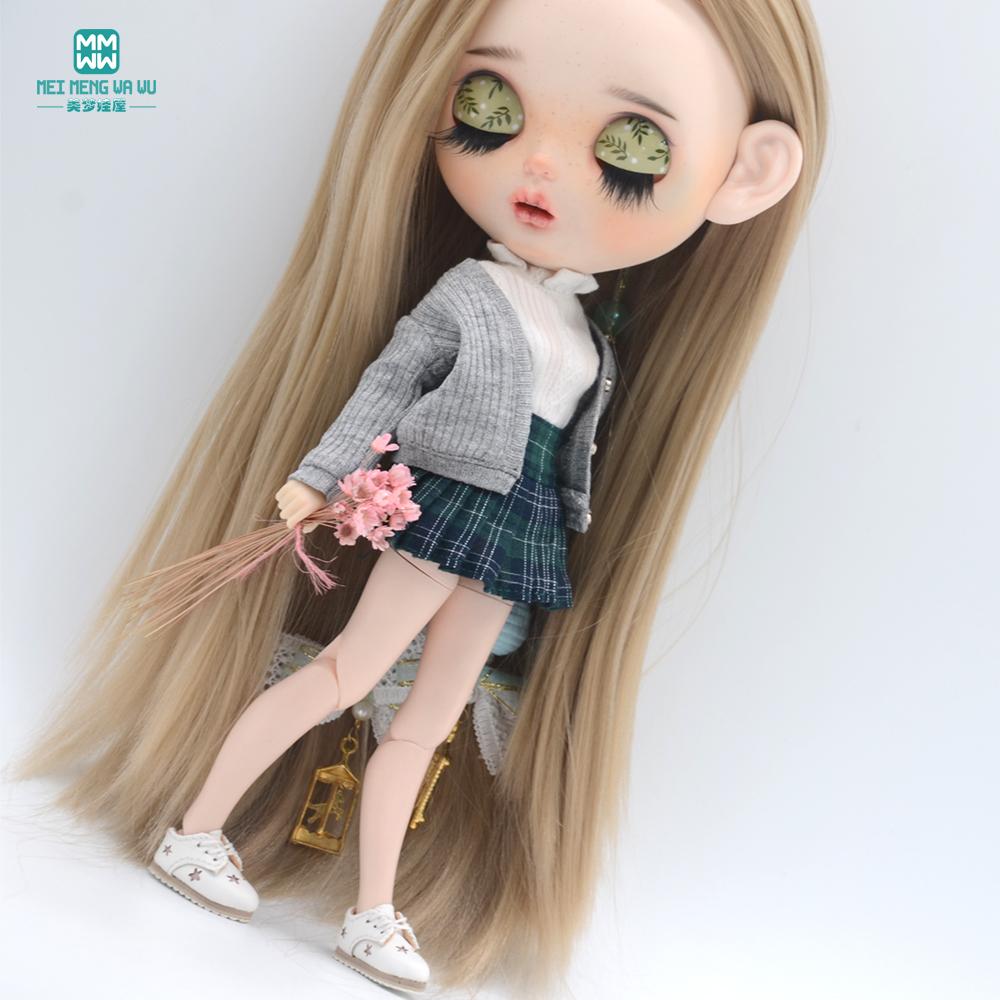 Clothes for doll Fashion multicolor cardigan short skirt  jeans fits Blyth Azone OB22 OB24 doll accessories