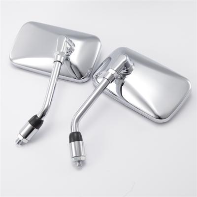 1Pair Universal Rectangle Metal Rod ABS Shell Motorcycle Rearview Mirrors 10mm Chrome Retrovisor Mirror Moto For Honda
