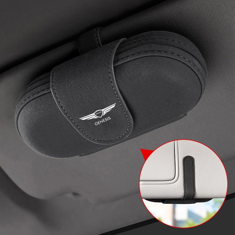Car Glasses Case Auto Sun Visor Glasses Clip Card Ticket HolderBox For Genesis Essentia GV80 Neolun G70 G90 GV90 GV60 X G80 GV70