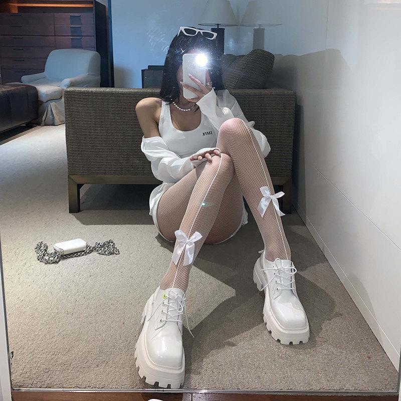 Schwarze Seiden Schleife Netzstrümpfe mit Spitze - Japanischer Stil Sexy Strumpfhose