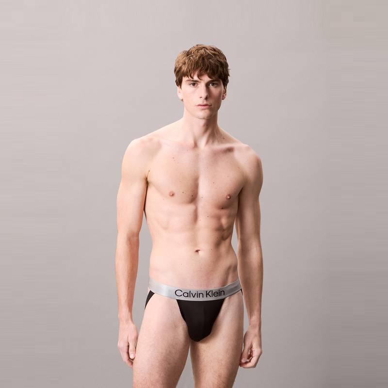 Calvin Klein Shiny Gravity Sheer Hollow Double Thong Underwear Men Underwear Space-Black NB4125-UB1