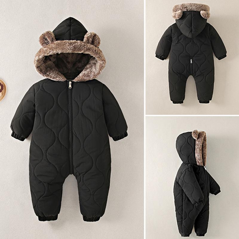 Autumn Winter Baby Girl Clothes Snowsuit Plus Velvet Thick Baby Boy Jumpsuit 0-3 Years Romper Boy Overalls Toddler Coat