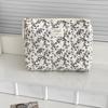 Mode Ins Zwarte Bloemen Dames Gewatteerde Tassen Handtas Reisorganizer Cosmetische Make-up Opbergtas Draagbare Ritssluiting Tote Bag