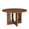 Round Dining Table, 120 x 120 cm, Suitable for 4-6 People, Classic Design, Scandinavian-Minimalist Style, Walnut Wood Color (without chair)