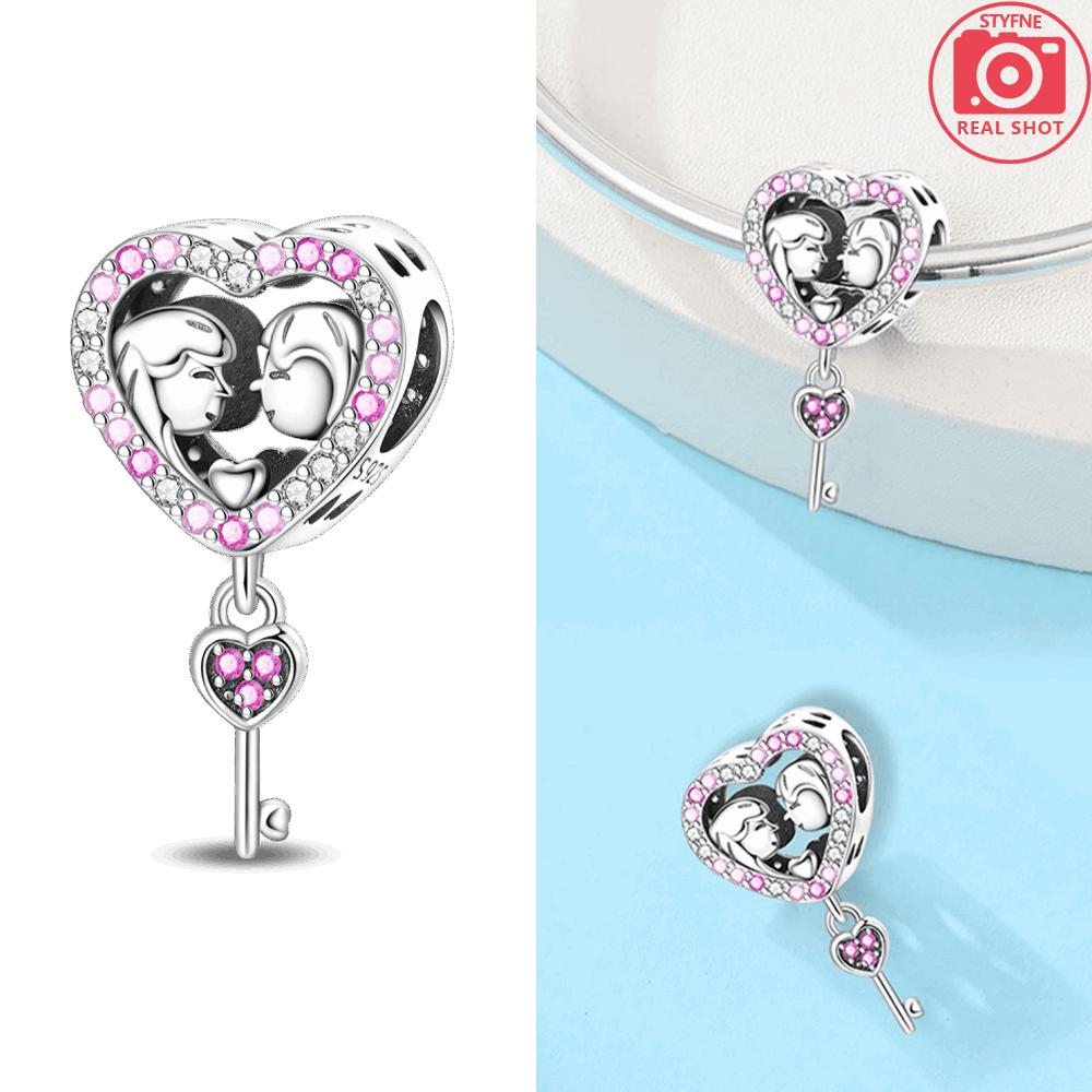 Blue Dress With Heart Tower Yellow Umbrella Comb Pendant Original Copper Beads Fit Bracelet Jewelry Diy Women Accessory Gift