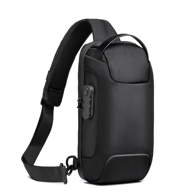Geantă Crossbody USB pentru Bărbați Anti-Furt Genți de Umăr Impermeabile Geantă de Talie din Oxford Multifuncțională Pachet de Piept pentru Călătorii Scurte Messenger