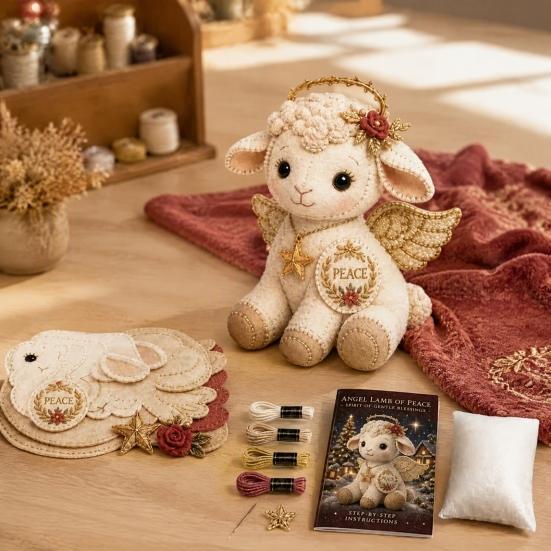 Layered Fabric Sewing Patterns Christmas Animals Patchwork Kit for Adults Beginners, DIY Holiday Textile Art Kits Craft Set Home Decoration, Handmade