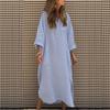 Elegant Solid Color Irregular Long Dress with Buttons and Pockets for Spring/Summer 2024 