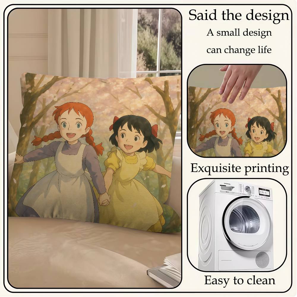 Green Wall Anne Sherley With E Pillowcase Toon Gift Cushion Cover Bedroom Home Sofa Chair Seat Decor Pillow Case