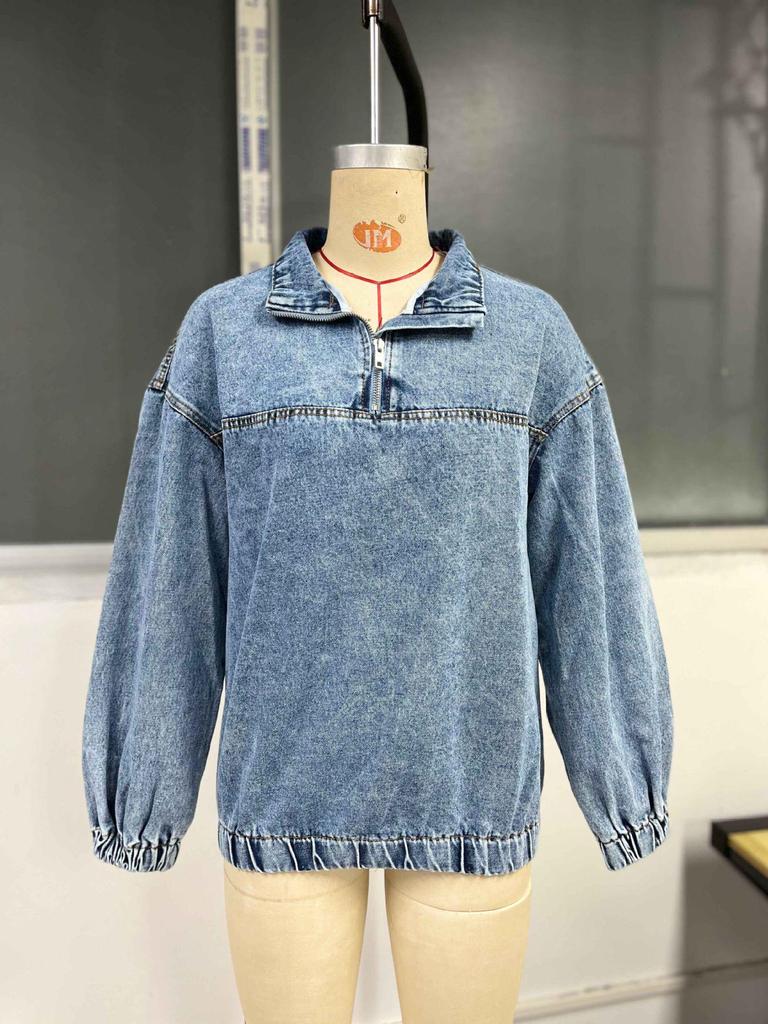 Women's European & American INS Loose Pullover Casual Denim Top